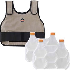 Ergodyne 6230 Safety Vest Recommended for: Indoor, Outdoor, Pulp & Paper, Motorcycle, Biking - Small/Medium - 40" Chest - Hook & Loop Closure - Cotton, Fabric - Khaki - Adjustable, Comfortable, Long Lasting, Flexible, Machine Washable - 1 Each