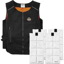Ergodyne 6260 Safety Vest Recommended for: Pulp & Paper, Indoor, Outdoor, Biking, Motorcycle - Small/Medium - 40" Chest - Zipper Closure - Polyester, Cotton - Black - Lightweight, Flexible, Adjustable, Heavy Duty, Pocket, Long Lasting - 1 Each