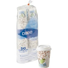 Dixie PerfecTouch 12 oz Hot Coffee Cup and Lid Sets by GP Pro 12 fl oz - White - Paper - Hot Drink, Coffee, Beverage - 50 / Pack