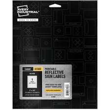Avery&reg; Reflective Sign Labels 7" Width x 10" Length - Permanent Adhesive - Rectangle - Laser - Silver - Film - Water Resistant - 1 / Sheet - 10 Total Sheets - 10 Total Label(s) - 10 / Pack