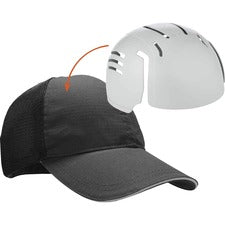Ergodyne Standard Baseball Cap with Insert Recommended for: Head, Baggage Handling, Manufacturing, Maintenance, Warehouse, Distribution, Equipment, Machinery, Mechanic, Electrical, HVAC, ... - One Size - Head, Impact, Bump, Scrape Protection - Hook & Loop