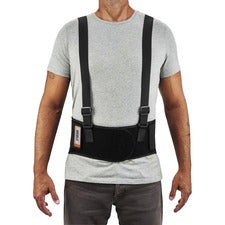 Ergodyne ProFlex 1600 Standard Back Support Brace 34" to 38" Waist Size - Black - Elastic, Polypropylene, Rubber - 1 Each