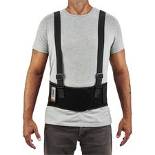 Ergodyne ProFlex 1600 Standard Back Support Brace 42" to 46" Waist Size - Black - Elastic, Polypropylene, Rubber - 1 Each