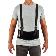 Ergodyne ProFlex 1600 Standard Back Support Brace 46" to 52" Waist Size - Black - Elastic, Polypropylene, Rubber - 1 Each