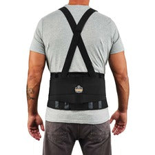 Ergodyne ProFlex 1400 Universal Back Support Brace 25" to 58" Waist Size - Black - Rubber, Polypropylene, 280D Spandex - 1 Each