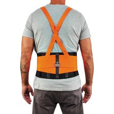 Ergodyne ProFlex 100HV Economy Hi-Vis Back Brace 30" to 34" Waist Size - Orange - Spandex, Rubber, Polypropylene - 1 Each