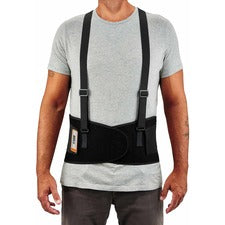 Ergodyne ProFlex 100 Economy Back Support Brace 34" to 38" Waist Size - Black - 280D Spandex, Rubber, Polypropylene - 1 Each