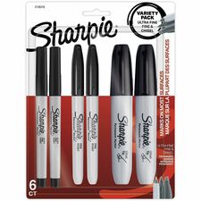 Sharpie Permanent Marker Fine Chisel, Ultra Fine Marker Point - Black Ink - 6 / Pack