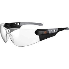 Ergodyne SAGA Anti-Fog Clear Lens Matte Frameless Safety Glasses / Sunglasses Eye Protection - Matte Black - Clear Lens - Anti-fog, Lightweight, Rimless, Impact Resistant, Anti-scratch, Durable, UV Resistant, Slip Resistant, Flex-Point Temple, Frameless -