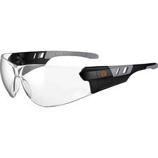 Ergodyne SAGA Clear Lens Matte Frameless Safety Glasses / Sunglasses Eye Protection - Matte Black - Clear Lens - Anti-fog, Lightweight, Rimless, Impact Resistant, Anti-scratch, Durable, UV Resistant, Slip Resistant, Flex-Point Temple, Frameless - 1 Each