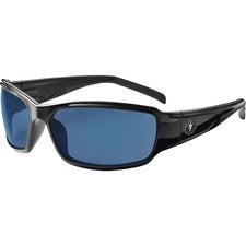 Ergodyne THOR Blue Mirror Lens Safety Glasses Recommended for: Construction, Carpentry, Woodworking, Landscaping, Boating, Skiing, Fishing, Hunting, Shooting, Sport - Eye Protection - Black - Blue Mirror Lens - Durable, Bendable Frame, Flexible Frame, Bre