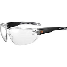 Ergodyne VALI Clear Lens Matte Frameless Safety Glasses / Sunglasses Eye Protection - Matte Black - Clear Lens - Anti-fog, Anti-scratch, UV Resistant, Lightweight, Impact Resistant, Non-Slip Temple, Rubber Tipped Temples, Frameless - 1 Each