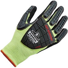 Ergodyne ProFlex 7141 Nitrile-Coated DIR Level 4 Cut-Resistant Gloves 1.75" Thickness x 11" Glove Length - Nitrile, Polyurethane Coating - Large Size - Lime - Cut Resistant, Abrasion Resistant, Superior Grip, Breathable, Seamless, Knit Wrist, Dirt Resista