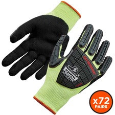 Ergodyne ProFlex 7141 Nitrile-Coated DIR Level 4 Cut-Resistant Gloves 1.75" Thickness x 10" Glove Length - Nitrile, Polyurethane Coating - Medium Size - Lime - Cut Resistant, Abrasion Resistant, Breathable, Seamless, Knit Wrist, Dirt Resistant, Debris Res