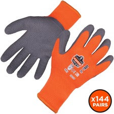 Ergodyne ProFlex 7401 Coated Lightweight Winter Work Gloves 1.75" Thickness x 10.50" Glove Length - Thermal Protection - Latex Coating - Large Size - Orange - Lightweight, Machine Washable, Cut Resistant, Durable, Flexible, Secure Grip, Breathable, Elasti