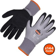 Ergodyne ProFlex 7501 Coated Waterproof Winter Work Gloves 1.75" Thickness x 10" Glove Length - Thermal Protection - Nitrile, Latex Coating - Small Size - Gray - Water Proof, Machine Washable, Cut Resistant, Superior Grip, Abrasion Resistant, Comfortable