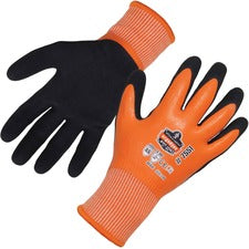 Ergodyne ProFlex 7551 A5 Coated Waterproof Gloves 1.75" Thickness x 10" Glove Length - Thermal Protection - Nitrile, Latex Coating - Small Size - Orange - Cut Resistant, Water Proof, Cold Resistant, Superior Grip, Machine Washable, Puncture Resistant, Abr
