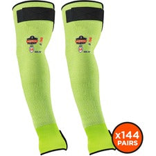 Ergodyne ProFlex 7941 Cut-Resistant Protective Arm Sleeve Pair 5.25" Length - Lime - Yarn - Cut Resistant, Moisture Wicking, Adjustable Fit, Comfortable, High Visibility, Heat Resistant, Machine Washable, Breathable, Non-irritating, Lightweight