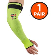 Ergodyne ProFlex 7941 Cut-Resistant Protective Arm Sleeve Pair 18" Length - Lime - Kevlar, Yarn - Machine Washable, Heat Resistant, Moisture Wicking, Cut Resistant, Breathable, Comfortable, High Visibility, Adjustable Fit