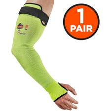 Ergodyne ProFlex 7941 Cut-Resistant Protective Arm Sleeve Pair 22" Length - Lime - Kevlar, Yarn - Machine Washable, Heat Resistant, Moisture Wicking, Cut Resistant, Breathable, Comfortable, High Visibility, Adjustable Fit