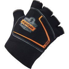 Ergodyne ProFlex 800 Glove Liners 0.50" Thickness x 9" Glove Length - Large Size - Half Finger - Black - Anti-Vibration, Durable, Breathable, Impact Resistant - 2 / Pair