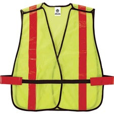 Ergodyne 8080BAX Non-Certified X-Back Vest Hook & Loop Closure - Polyester Mesh - Lime - Reflective - 1 Each