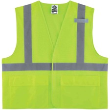 Ergodyne 8220HL Type R Class 2 Standard Mesh Vest 4-Xtra Large/5-Xtra Large - Hook & Loop Closure - Mesh Fabric, Polyester Mesh - Lime - Pocket, Mic Tab, Reflective - 1 Each