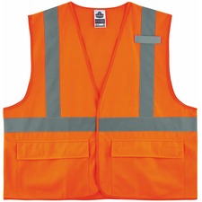 Ergodyne 8225HL Type R Class 2 Standard Solid Vest Small/Medium - Hook & Loop Closure - Fabric, Polyester - Orange - Pocket, Mic Tab, Reflective - 1 Each