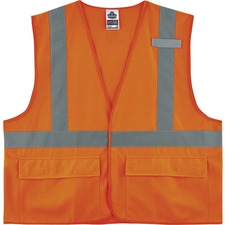 Ergodyne 8225HL Type R Class 2 Standard Solid Vest 4-Xtra Large/5-Xtra Large - Hook & Loop Closure - Fabric, Polyester - Orange - Pocket, Mic Tab, Reflective - 1 Each