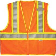 Ergodyne 8230Z Type R Class 2 Two-Tone Vest Small/Medium - Zipper Closure - Mesh Fabric, Polyester Mesh - Orange - Pocket, Mic Tab, Reflective - 1 Each