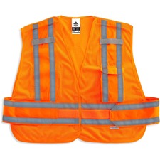 Ergodyne 8244PSV Type P Class 2 Expandable Public Safety Vest Medium/Large - Hook & Loop Closure - Orange - Adjustable, Reflective, Mic Tab, Pocket, Expandable Side - 1 Each