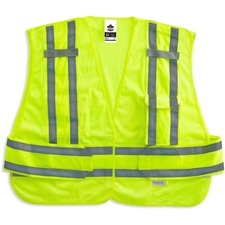 Ergodyne 8244PSV Type P Class 2 Expandable Public Safety Vest Xtra Large/2-Xtra Large - Hook & Loop Closure - Lime - Adjustable, Reflective, Mic Tab, Pocket, Expandable Side - 1 Each