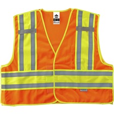 Ergodyne 8245PSV Type P Class 2 Public Safety Vest 6-Xtra Large/7-Xtra Large - Hook & Loop Closure - Poly, Poly - Orange - Reflective, Pocket, Mic Tab, Two-tone - 1 Each