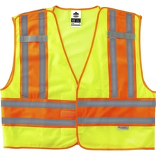 Ergodyne 8245PSV Type P Class 2 Public Safety Vest Small/Medium - Hook & Loop Closure - Poly, Poly - Lime - Reflective, Pocket, Mic Tab, Two-tone - 1 Each