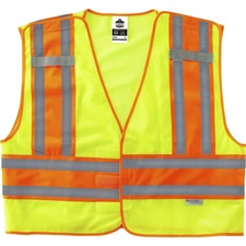 Ergodyne 8245PSV Type P Class 2 Public Safety Vest 2-Xtra Large/3-Xtra Large - Hook & Loop Closure - Poly, Poly - Lime - Reflective, Pocket, Mic Tab, Two-tone - 1 Each