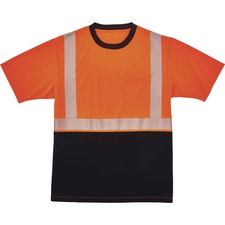 Ergodyne 8280BK Type R Class 2 Front Performance T-Shirt Medium Size - Polyester - Orange, Black