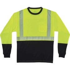 Ergodyne 8281BK Type R Class 2 Front Long Sleeve T-Shirt Medium Size - Polyester - Lime, Black