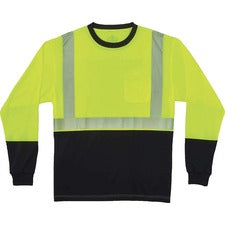 Ergodyne 8281BK Type R Class 2 Front Long Sleeve T-Shirt 3XL Size - Polyester - Lime, Black