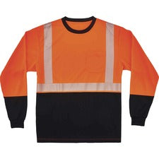 Ergodyne 8281BK Type R Class 2 Front Long Sleeve T-Shirt Extra Large (XL) Size - Polyester - Orange, Black