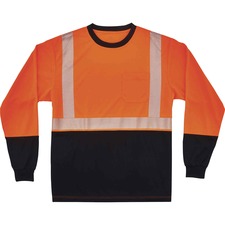 Ergodyne 8281BK Type R Class 2 Front Long Sleeve T-Shirt 2XL Size - Polyester - Orange, Black
