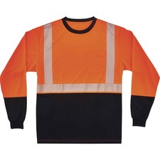 Ergodyne 8281BK Type R Class 2 Front Long Sleeve T-Shirt 4XL Size - Polyester - Orange, Black