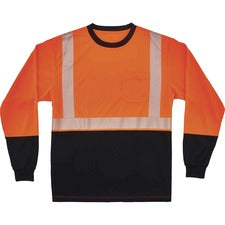 Ergodyne 8281BK Type R Class 2 Front Long Sleeve T-Shirt 5XL Size - Polyester - Orange, Black