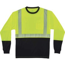 Ergodyne 8281BK Type R Class 2 Front Long Sleeve T-Shirt Small Size - Polyester - Lime, Black