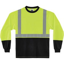 Ergodyne 8281BK Type R Class 2 Front Long Sleeve T-Shirt Extra Large (XL) Size - Polyester - Lime, Black