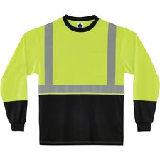 Ergodyne 8281BK Type R Class 2 Front Long Sleeve T-Shirt 2XL Size - Polyester - Lime, Black
