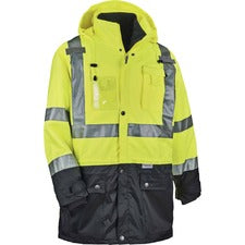 Ergodyne 8388 Type R Class 3/2 Thermal Jacket Kit Small - Dirt Protection - Zipper Closure - Polyurethane, 300D Oxford Polyester, Thinsulate - Lime - Breathable, Pocket, Front Pocket, Reflective, Mic Tab, Weather Proof, Inset Hood, Cell Phone Pocket, Ches