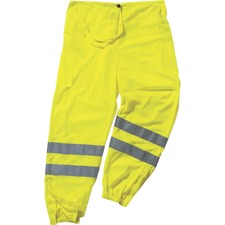 Ergodyne 8910 Class E Hi-Vis Pants 2-Xtra Large/3-Xtra Large Size - Lime - Polyester Mesh