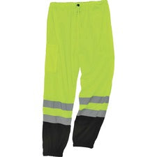 Ergodyne 8910BK Class E Bottom Hi-Vis Pants 2-Xtra Large/3-Xtra Large Size - Lime, Black - Polyester Mesh