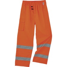 Ergodyne 8915 Class E Rain Pants For Rain Protection - 2-Xtra Large Size - Orange - 300D Oxford Polyester, Polyurethane, Polyester Mesh