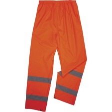 Ergodyne 8916 Lightweight Hi-Vis Rain Pants - Class E For Rain Protection - Small (S) Size - Orange - Polyurethane, 150D Oxford Polyester